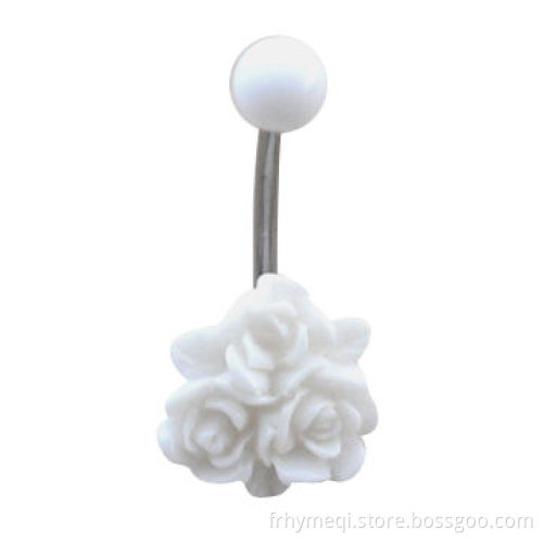 Acrylic flower design navel belly rings